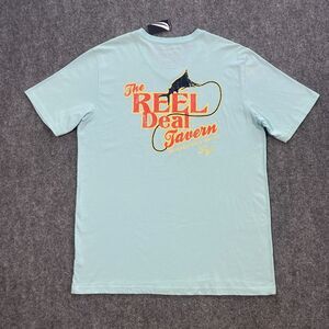 Nautica Reel Deal Tavern V-Neck Shirt Adult Medium Blue Beachcomber Island Fiji
